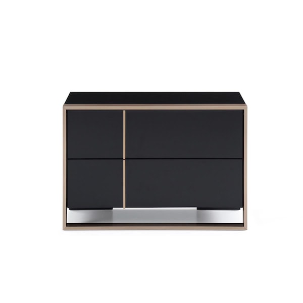 Gfancy Fixtures Modern Right Nightstand - Black & Brushed Bronze - GF2479139