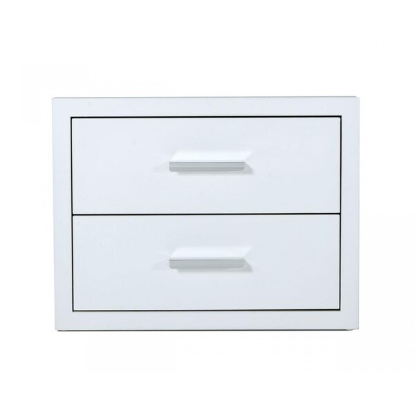 Gfancy Fixtures Modern Glossy White Box Nightstand with Two Drawers - GF3106417
