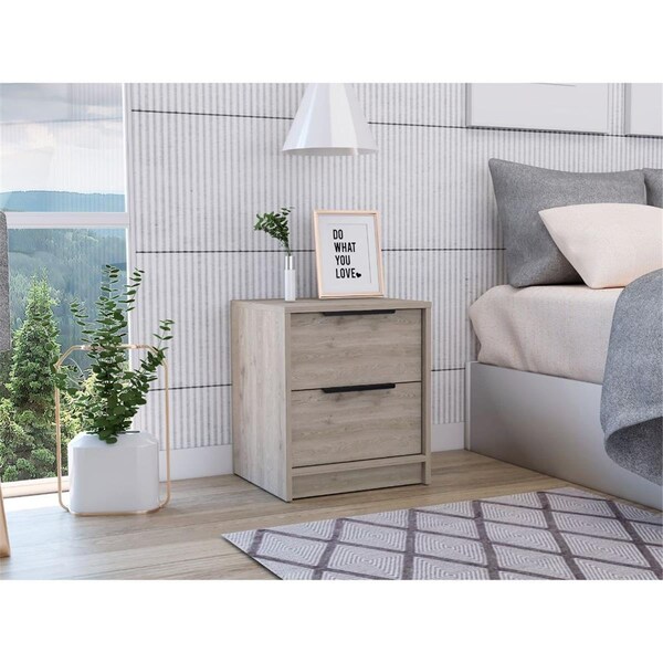 Gfancy Fixtures Stylish Wengue Two Drawer Nightstand, Black - GF3669123