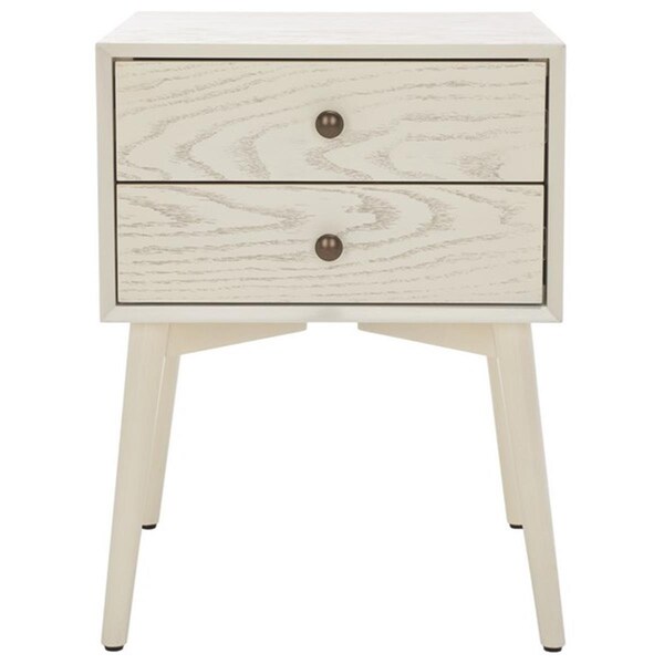 Safavieh Scully 2 Drawer Nightstand, White Washed & Antique Gold - NST6407A