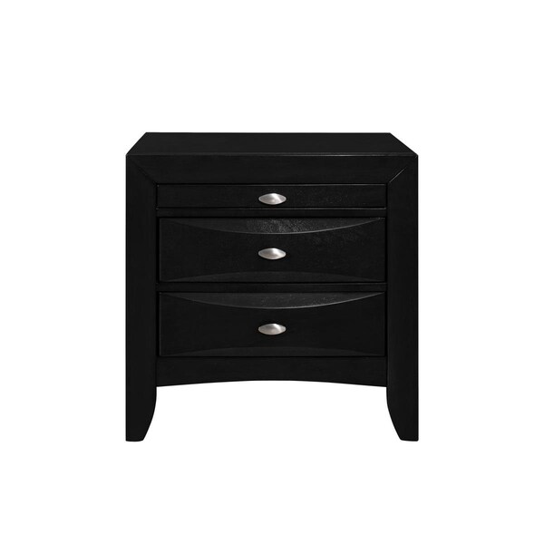 Homeroots Black Nightstand with 2 Chambered Drawer - 384019