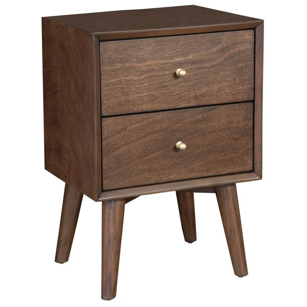 Homeroots 26 x 18 x 15 in. Century Modern Wood 2 Drawer Nightstand, Dark Brown - 399266