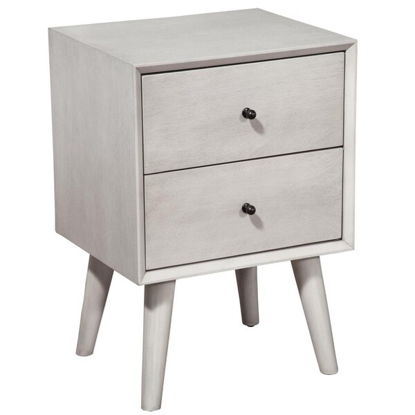 Homeroots 26 x 18 x 15 in. Gray Century Modern Wood 2 Drawer Nightstand - 399264