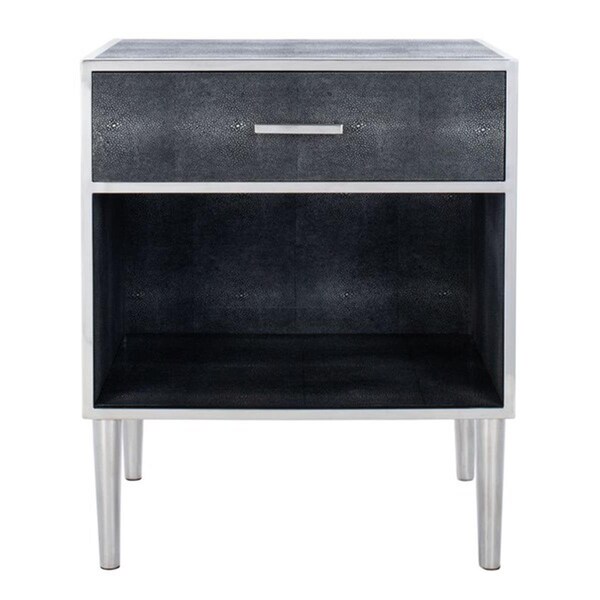 Safavieh Tammy Faux Shagreen Nightstand, Black & Silver - SFV1532A