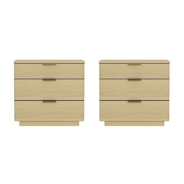 Manhattan Comfort Payton Nightstand in Natural Oak and Gold - Set of 2 - 2-NS009-GNO