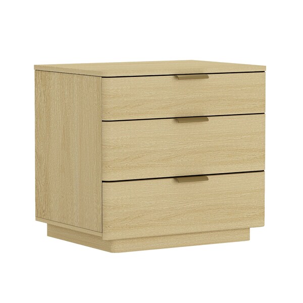 Manhattan Comfort Payton Nightstand in Natural Oak and Gold - Set of 2 - 2-NS009-GNO