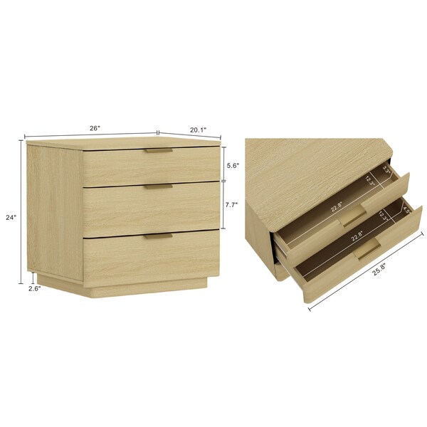 Manhattan Comfort Payton Nightstand in Natural Oak and Gold - Set of 2 - 2-NS009-GNO