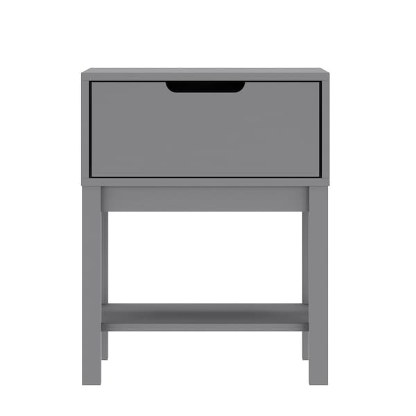 Flash Furniture Dallas Wooden Night Stand, Bedroom Side Table with Storage Drawer and Shelf for Kids in Gray - MG-9007-1-NS-GY-GG