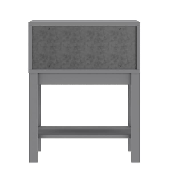 Flash Furniture Dallas Wooden Night Stand, Bedroom Side Table with Storage Drawer and Shelf for Kids in Gray - MG-9007-1-NS-GY-GG