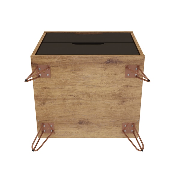 Manhattan Comfort Rockefeller 2.0 Nightstand, Nature and Textured Grey - 102GMC7