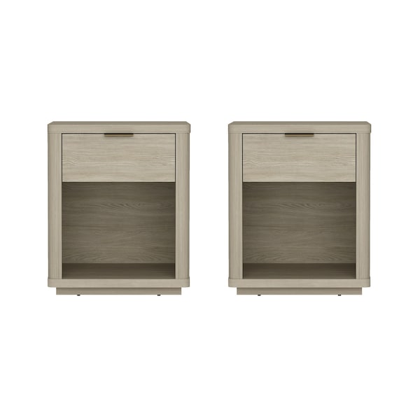 Manhattan Comfort Evelyn Nightstand in Natural - Set of 2 - 2-NS011-NA