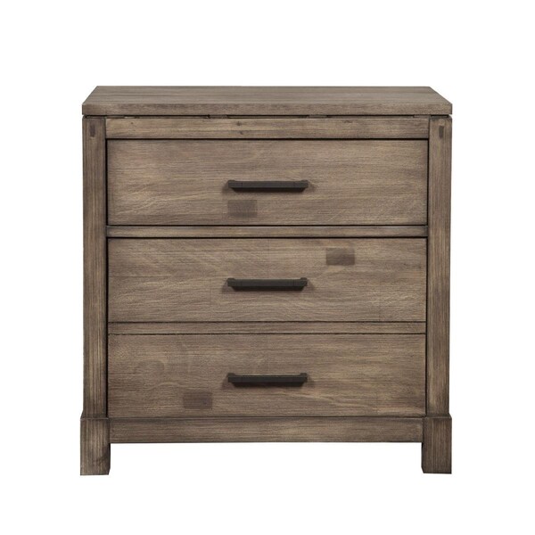 Gfancy Fixtures Weathered Grey Finish Wood 3 Drawer Nightstand - GF3096783