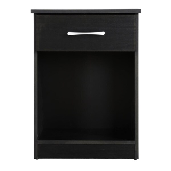 Passion Furniture 24 x 16 x 18 in. Lindsey 1-Drawer Nightstand, Black - PF-G0046-N