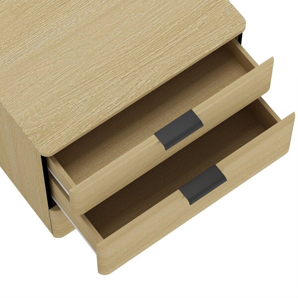 Manhattan Comfort Payton Nightstand in Natural Oak and Black - NS009-NO