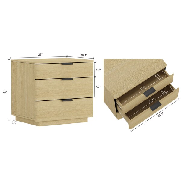 Manhattan Comfort Payton Nightstand in Natural Oak and Black - NS009-NO