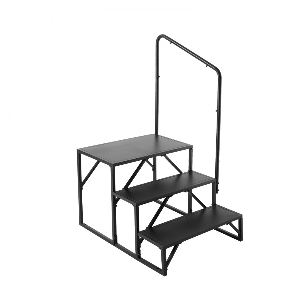 VEVOR RV Steps, 3-Step RV Stairs, 440 LBS Load Capacity, Thickened Carbon Steel, With Handrail, Non-Slip Steps for Safe Entry and Exit, Suit for RV, Trailer, Camper Steps - FCBTGDKHJG3JJF4MLV0