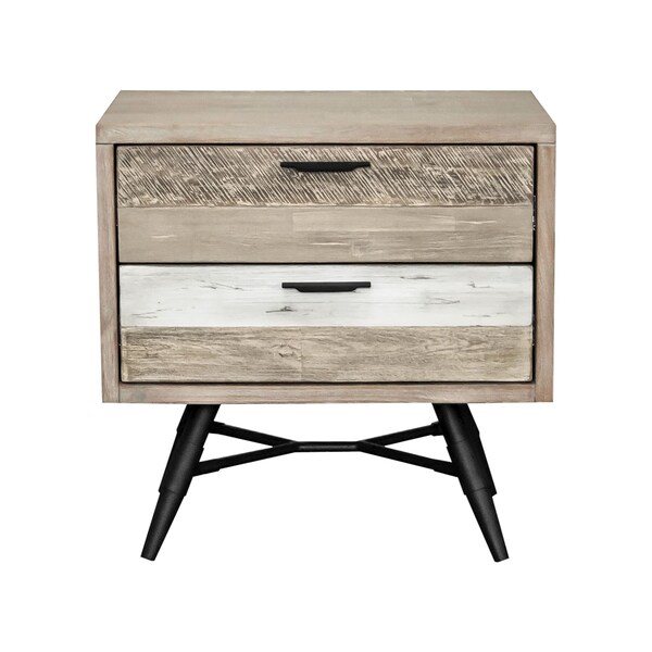 Armen Living Bridges 2 Drawer Nightstand in Two Tone Acacia Wood - LCBRLAGR