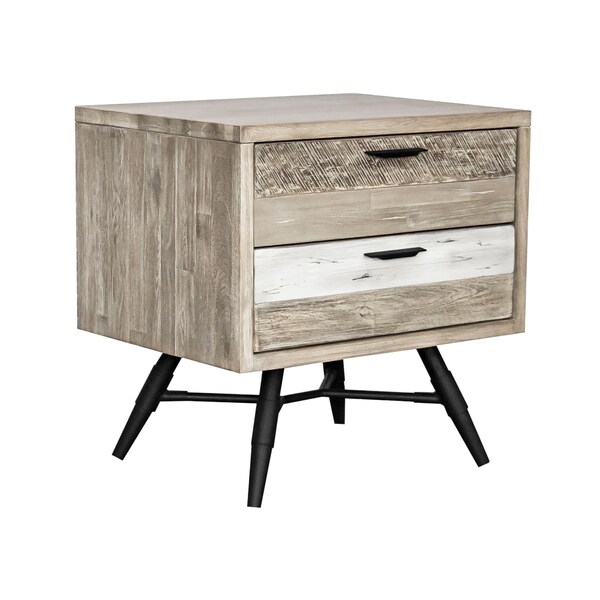 Armen Living Bridges 2 Drawer Nightstand in Two Tone Acacia Wood - LCBRLAGR