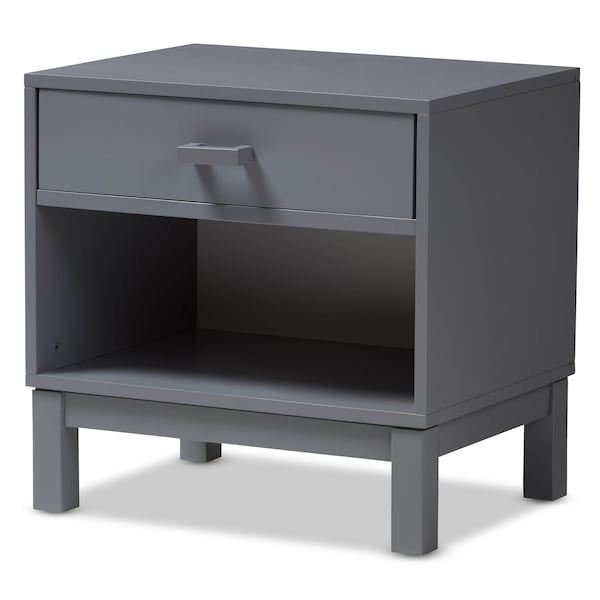 Baxton Studio Deirdre Modern Grey Wood 1-Drawer Nightstand - 143-7886