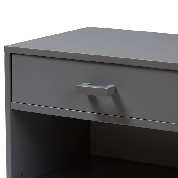 Baxton Studio Deirdre Modern Grey Wood 1-Drawer Nightstand - 143-7886