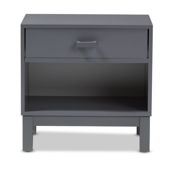 Baxton Studio Deirdre Modern Grey Wood 1-Drawer Nightstand - 143-7886
