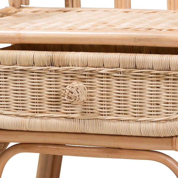 Baxton Studio Panchali Modern Bohemian Natural Brown Rattan Nightstand - 231-13156-ZORO