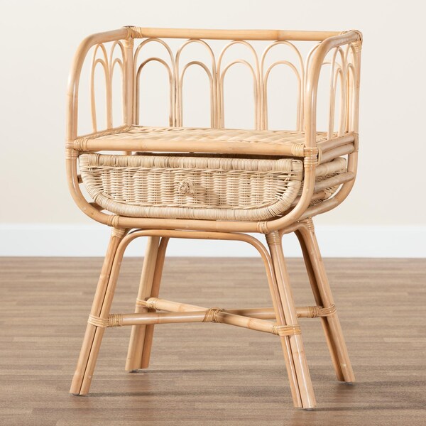 Baxton Studio Panchali Modern Bohemian Natural Brown Rattan Nightstand - 231-13156-ZORO