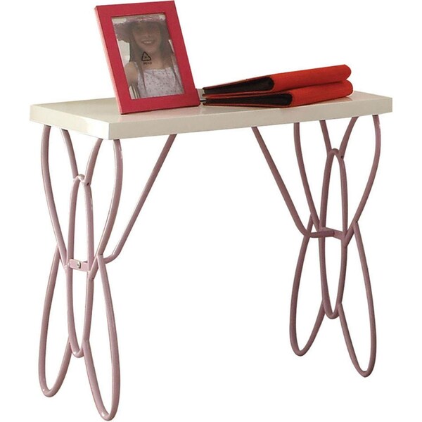 Homeroots 22 X 22 X 16 In. Priya Ii Nightstand White & Light Purple - 285578