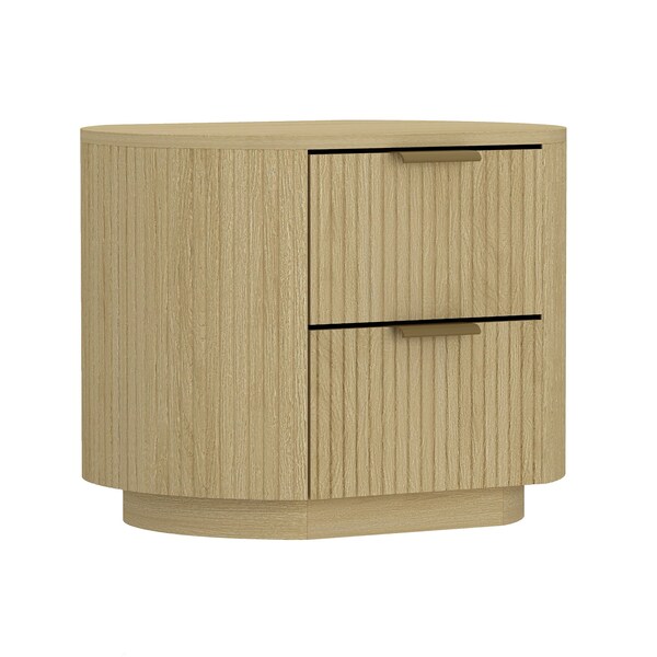 Manhattan Comfort Olivia Nightstand in Natural Oak and Gold - Set of 2 - 2-NS010-GNO