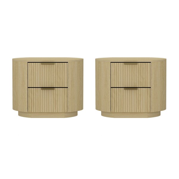 Manhattan Comfort Olivia Nightstand in Natural Oak and Gold - Set of 2 - 2-NS010-GNO