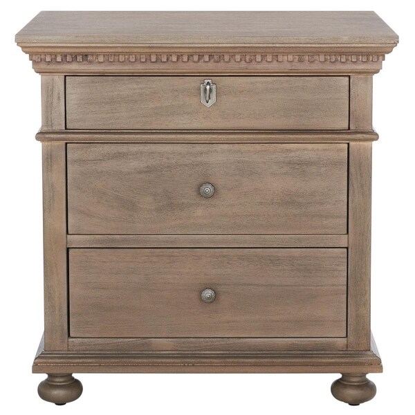 Safavieh Allisyn 3 Drawer Wood Nightstand, Light Brown - SFV7706B