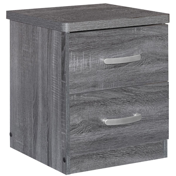 Better Home Cindy Faux Wood 2 Drawer Nightstand, Gray - 20 x 17 x 16 in. - NTR-2D-GRY