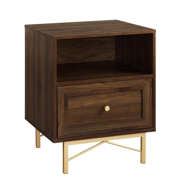 Walker Edison Furniture Walker Edison  20 in. Gwen 1 Drawer Modern Nightstand, Dark Walnut - BR20GWN1DDW