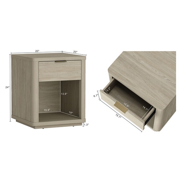 Manhattan Comfort Evelyn Nightstand in Natural - NS011-NA