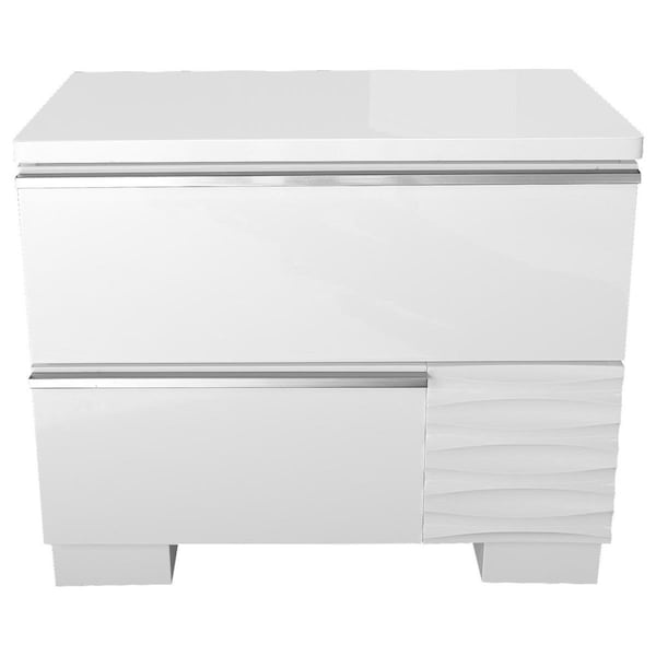 Best Master Furniture Athens White Lacquer 2 Drawer Bedroom Nightstand - ATHENS NIGHTSTAND