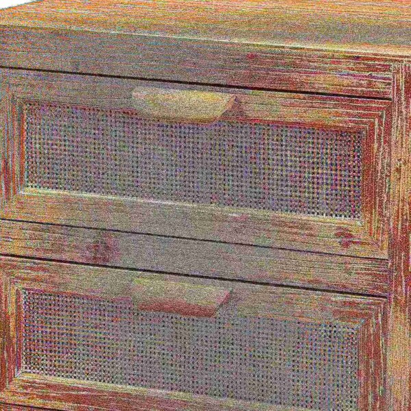 Baxton Studio Calida Mid-Century Modern Whitewashed Natural Brown Finished Wood and Rattan 2-Drawer Nightstand - 178-11412-ZORO