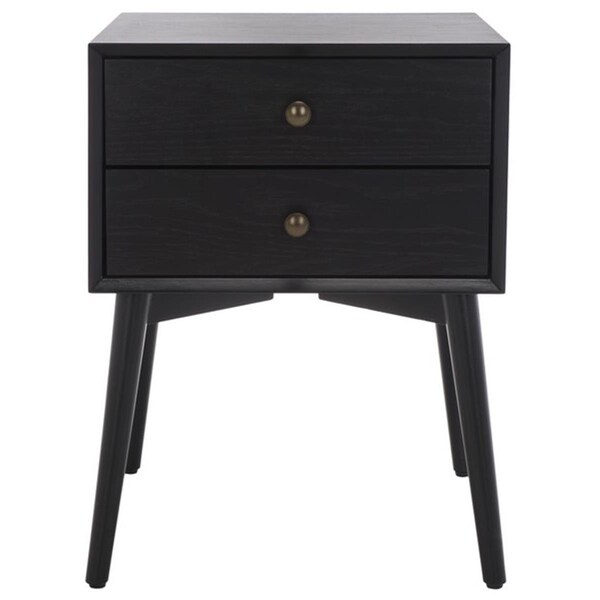 Safavieh Scully 2 Drawer Nightstand, Black & Antique Gold - NST6407B