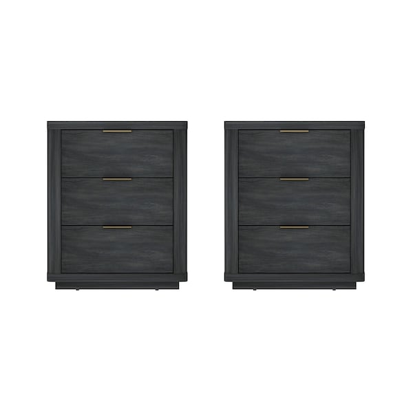 Manhattan Comfort Evelyn Nightstand in Charcoal Grey - Set of 2 - 2-NS013-CH