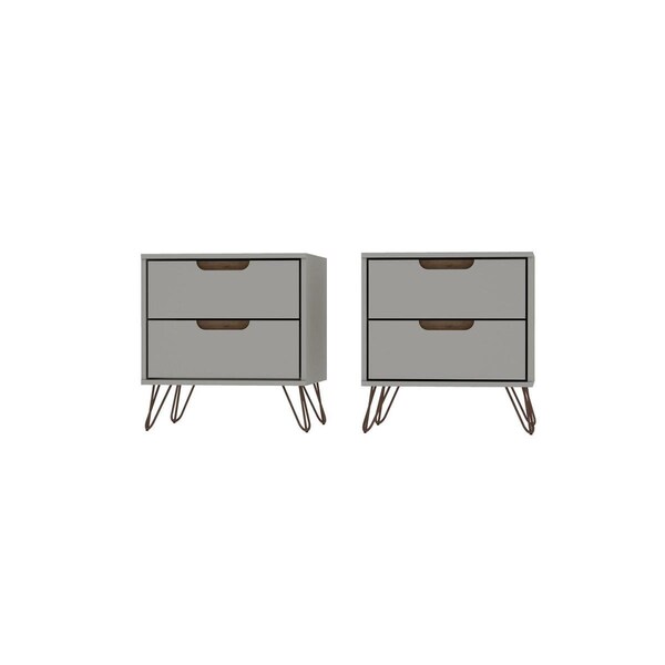 Designed To Furnish Rockefeller 2-Drawer Off White & Nature Nightstand, 21.65 x 20.08 x 17.62 in., 2PK - DE2616470