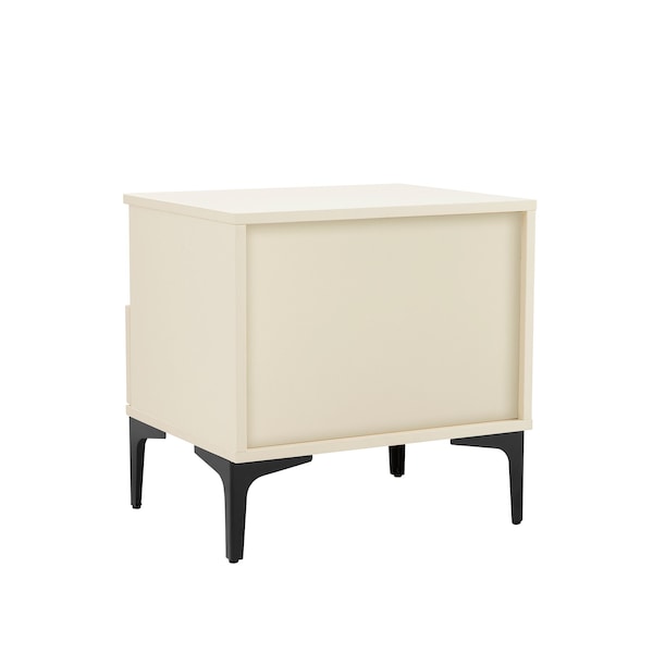 Manhattan Comfort Amara Nightstand in Cream and Natural Oak - NS006-CR