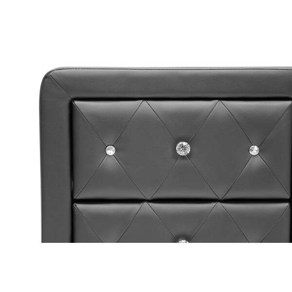 Baxton Studio Stella Crystal Tufted Black Upholstered Modern Nightstand - 98-4822