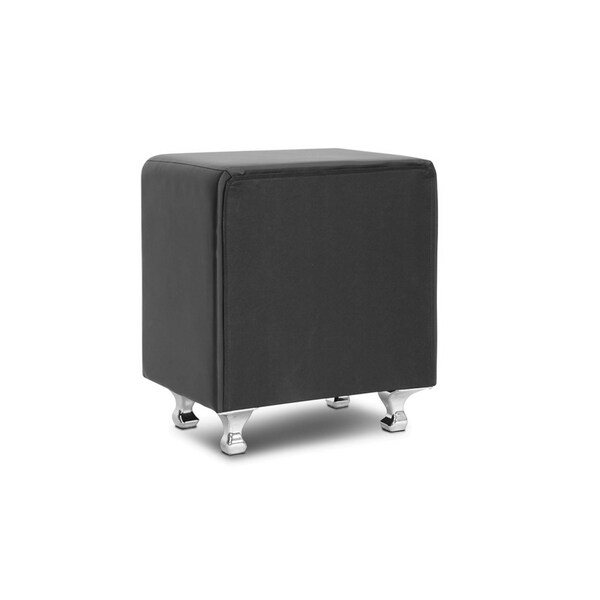 Baxton Studio Stella Crystal Tufted Black Upholstered Modern Nightstand - 98-4822