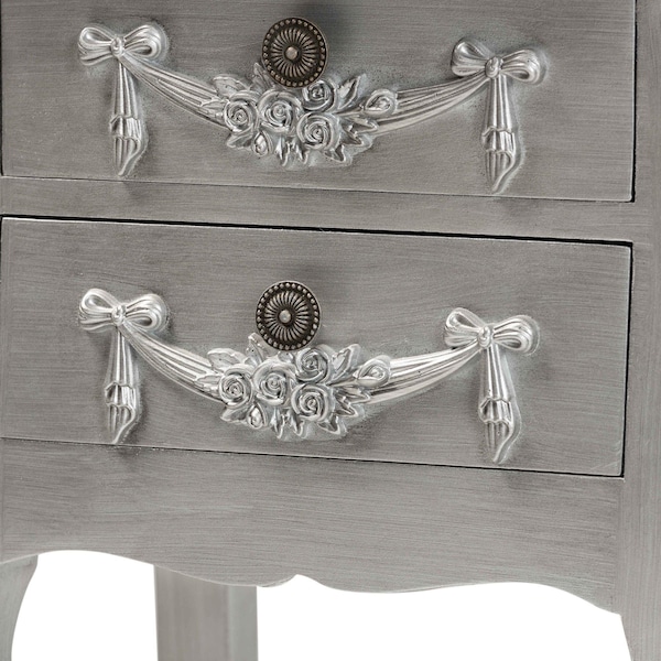 Baxton Studio Eliya Classic and Traditional Brushed Silver Finished Wood 2Drawer Nightstand - 212-11936-ZORO
