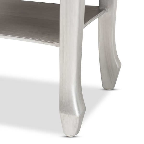 Baxton Studio Eliya Classic and Traditional Brushed Silver Finished Wood 2Drawer Nightstand - 212-11936-ZORO