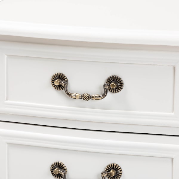 Baxton Studio Gabrielle White-Finished 3-Drawer Wood Nightstand - 162-10259