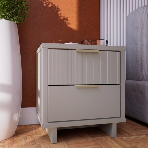 Manhattan Comfort Granville Nightstand 2.0 in Light Grey - NS-5016
