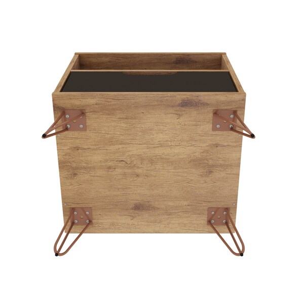 Manhattan Comfort Rockefeller 1.0 Nightstand, Nature and Textured Grey - 101GMC7
