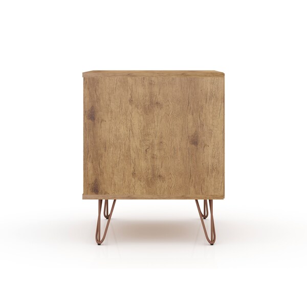 Manhattan Comfort Rockefeller 1.0 Nightstand, Nature and Textured Grey - 101GMC7