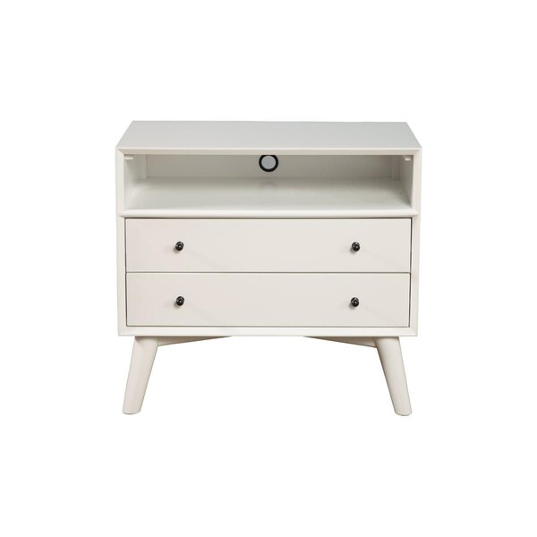 Alpine Furniture Flynn Nightstand, White - Large - 966-W-22