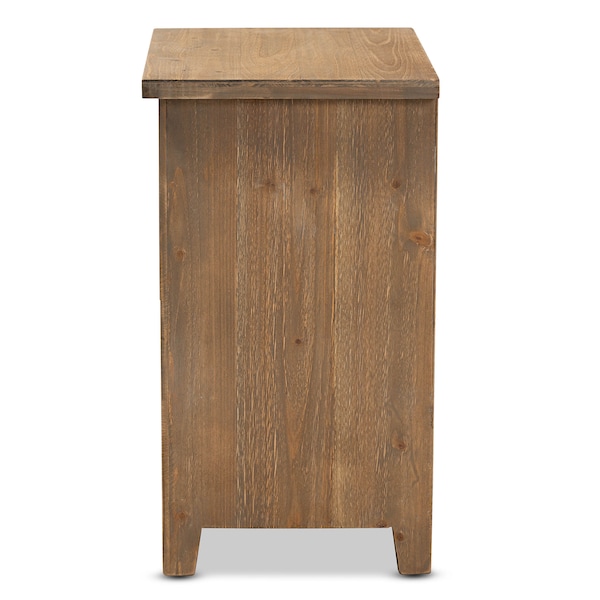 Baxton Studio Clement Oak Finished 2-Drawer Wood Spindle Nightstand - 162-10555